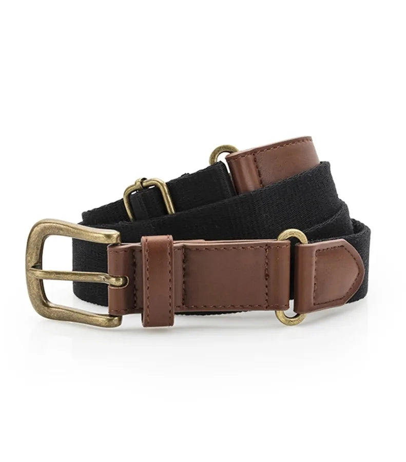 Faux Leather & braid belt Black