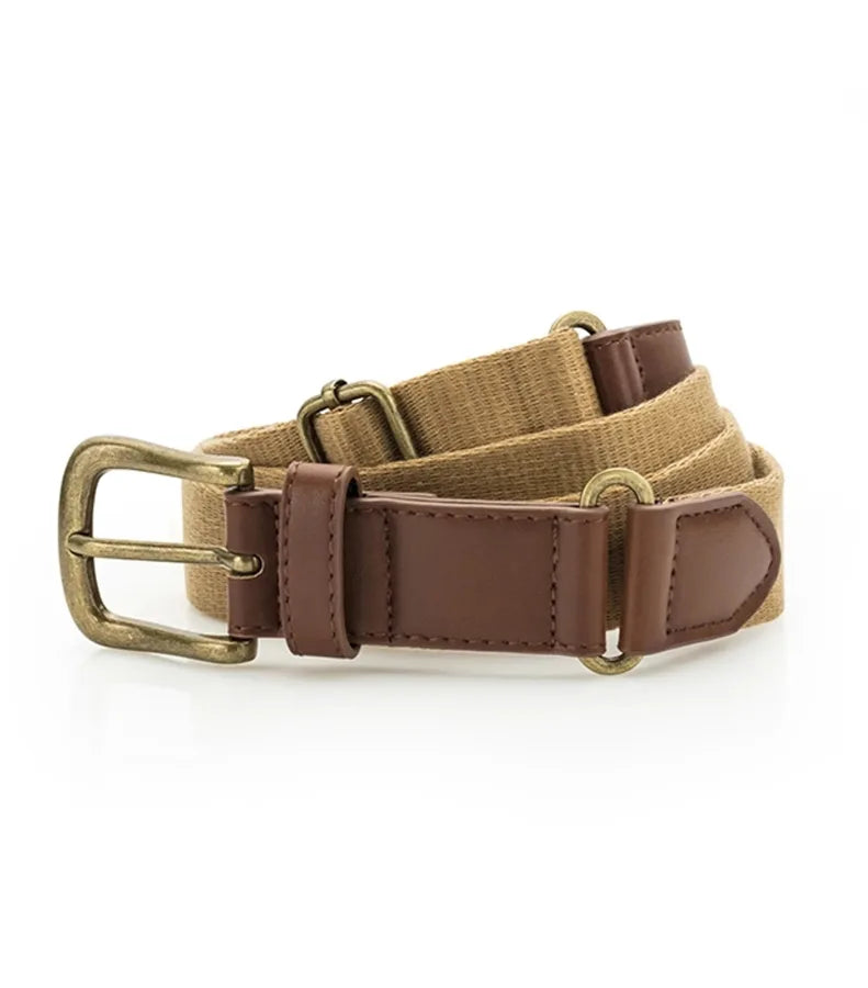 Faux Leather & braid belt Camel