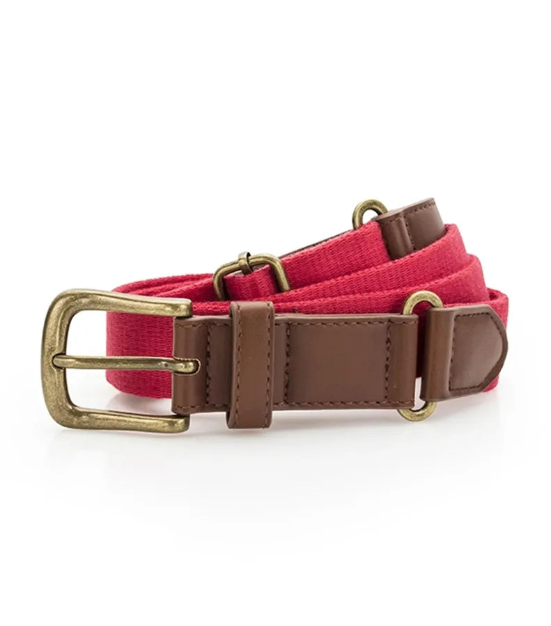 Faux Leather & braid belt CherryRed