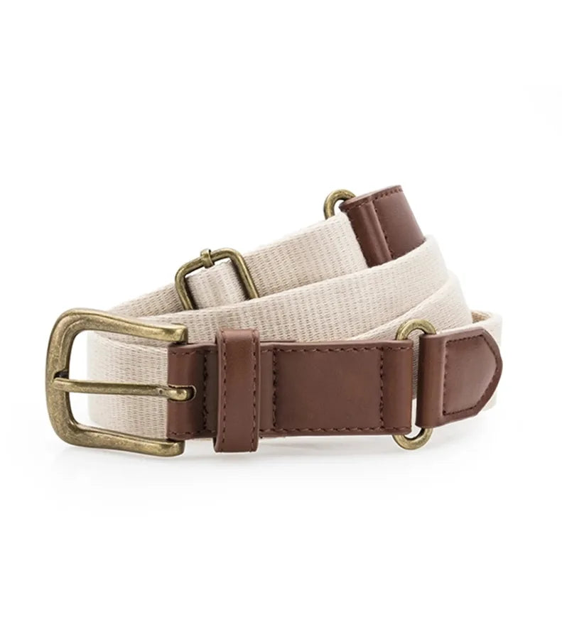 Faux Leather & braid belt Natural