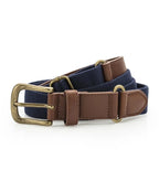 Faux Leather & braid belt Navy