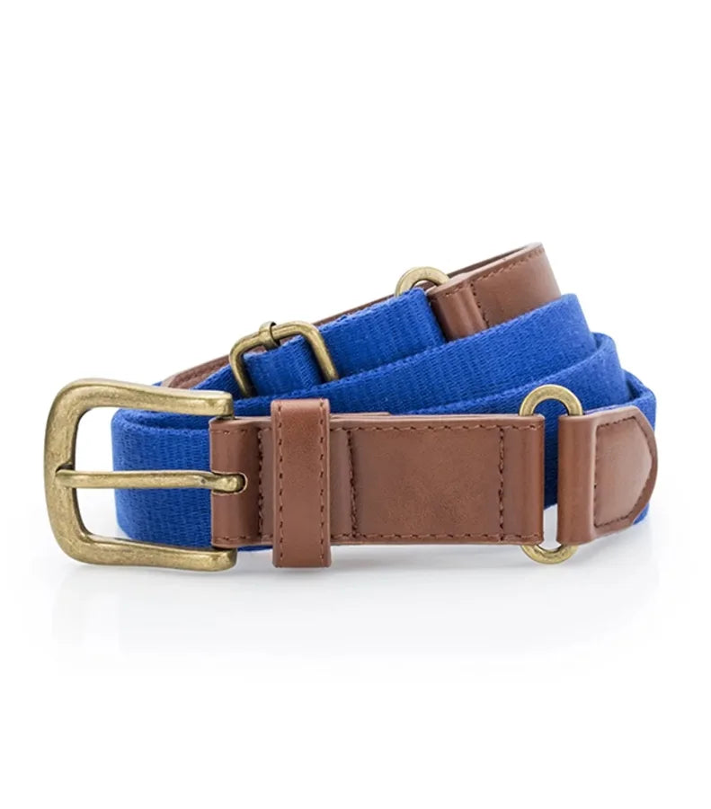 Faux Leather & braid belt Royal