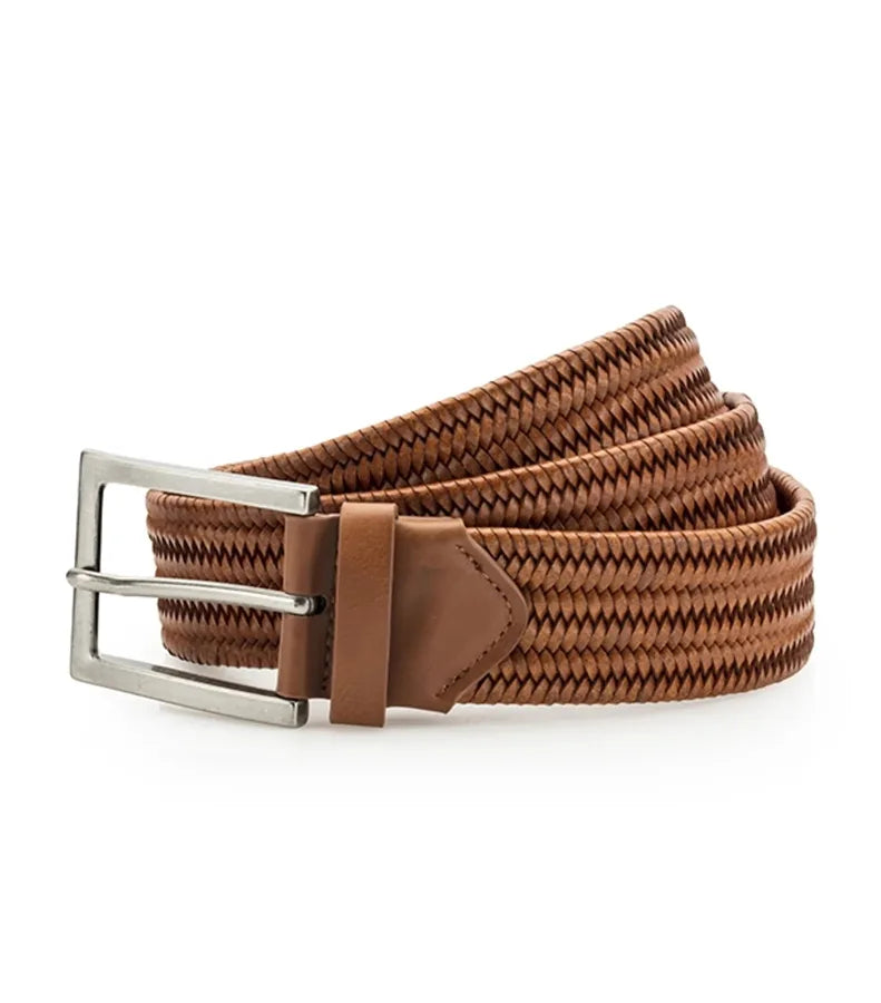 Faux leather braid belt Tan