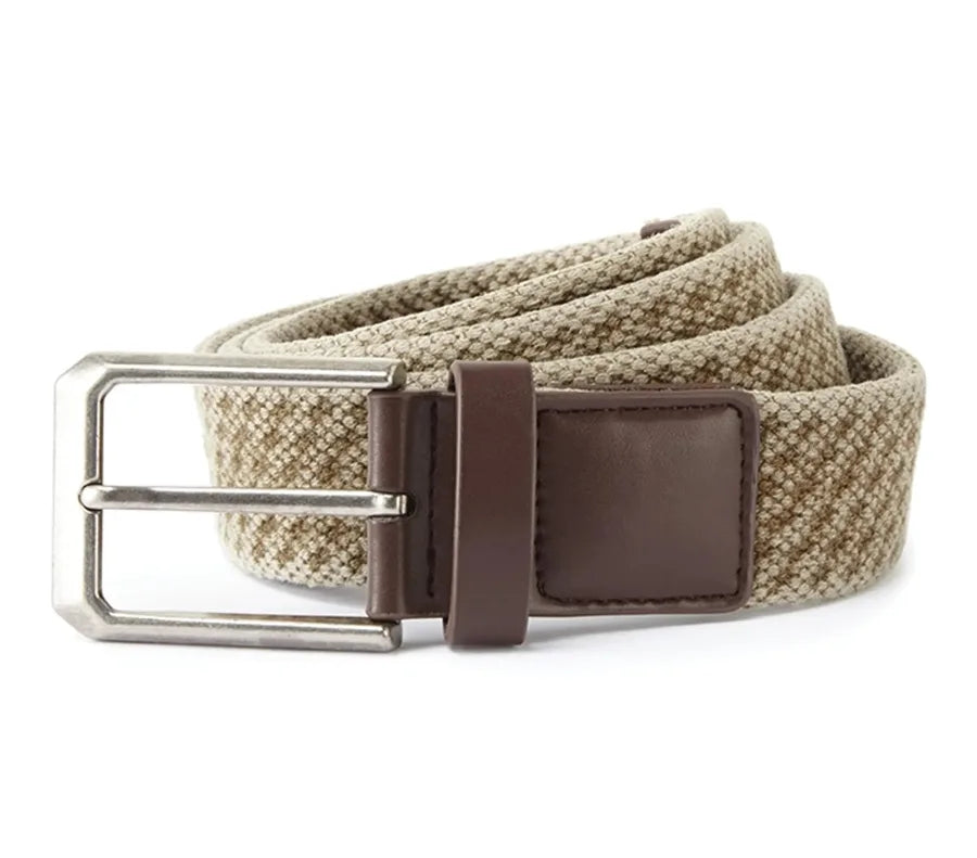 Mens Vintage Wash Canvas Belt Khaki