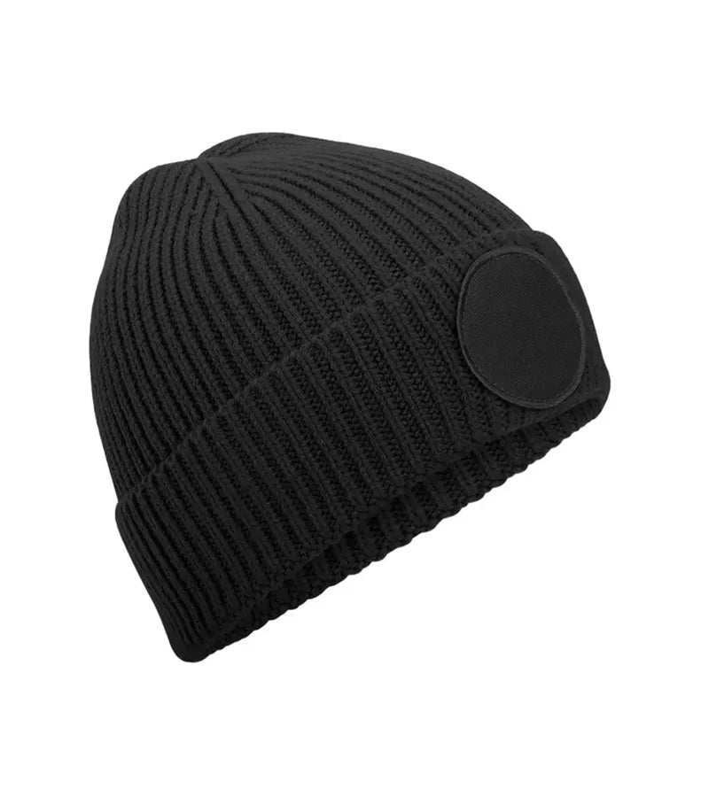 Circular Fashion Patch Beanie Black