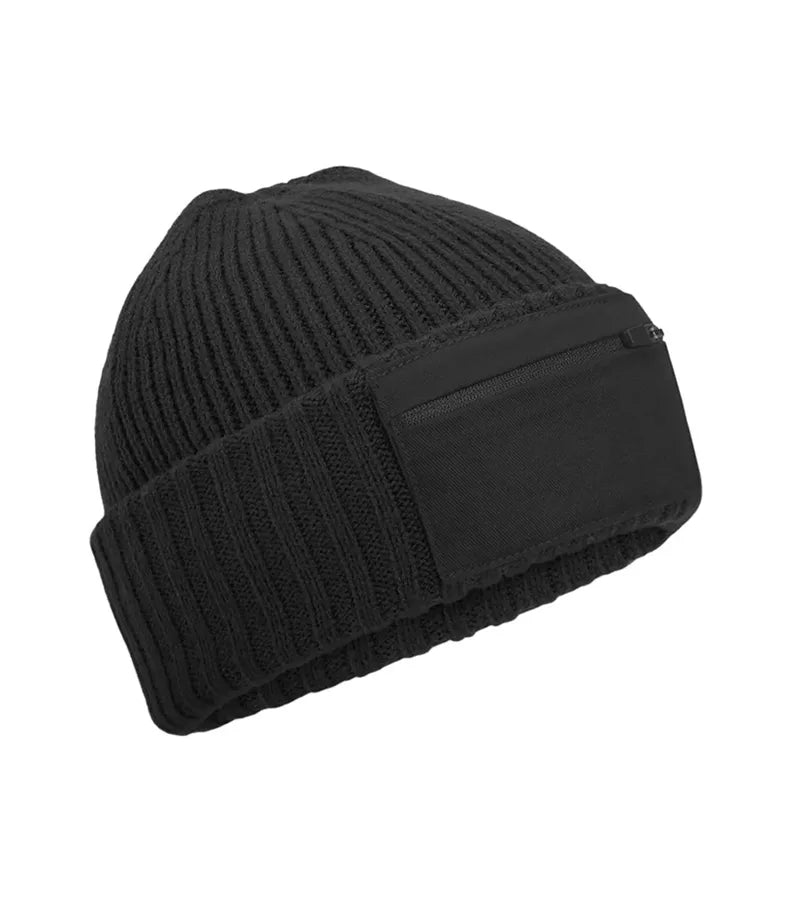 Zip Patch Beanie Black