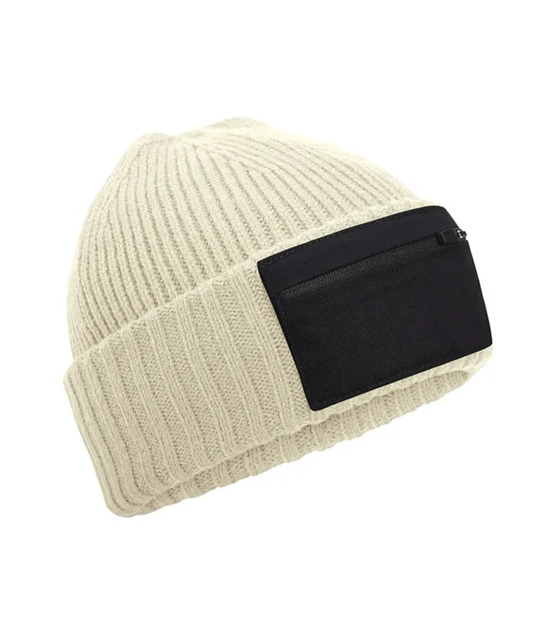 Zip Patch Beanie Sand/Black