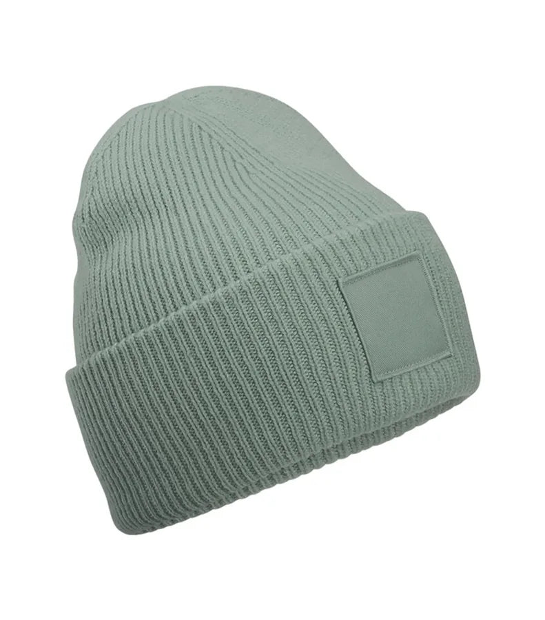 Deep Cuffed Tonal Patch Beanie DustyGreen