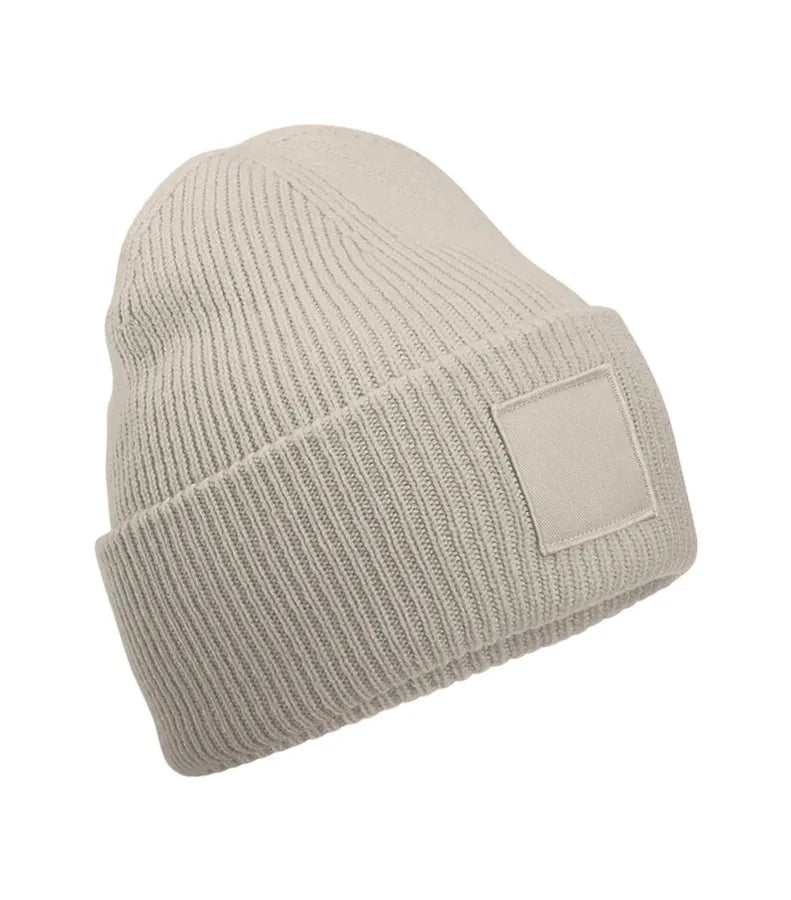 Deep Cuffed Tonal Patch Beanie NaturalStone
