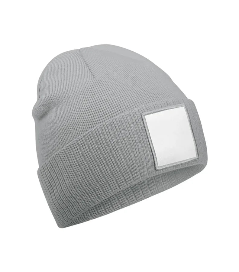 Appliqué Patch Beanie Ash/White