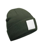 Appliqué Patch Beanie OliveGreen/White