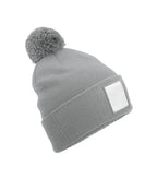 Applique' Patch Pom Beanie Ash/White