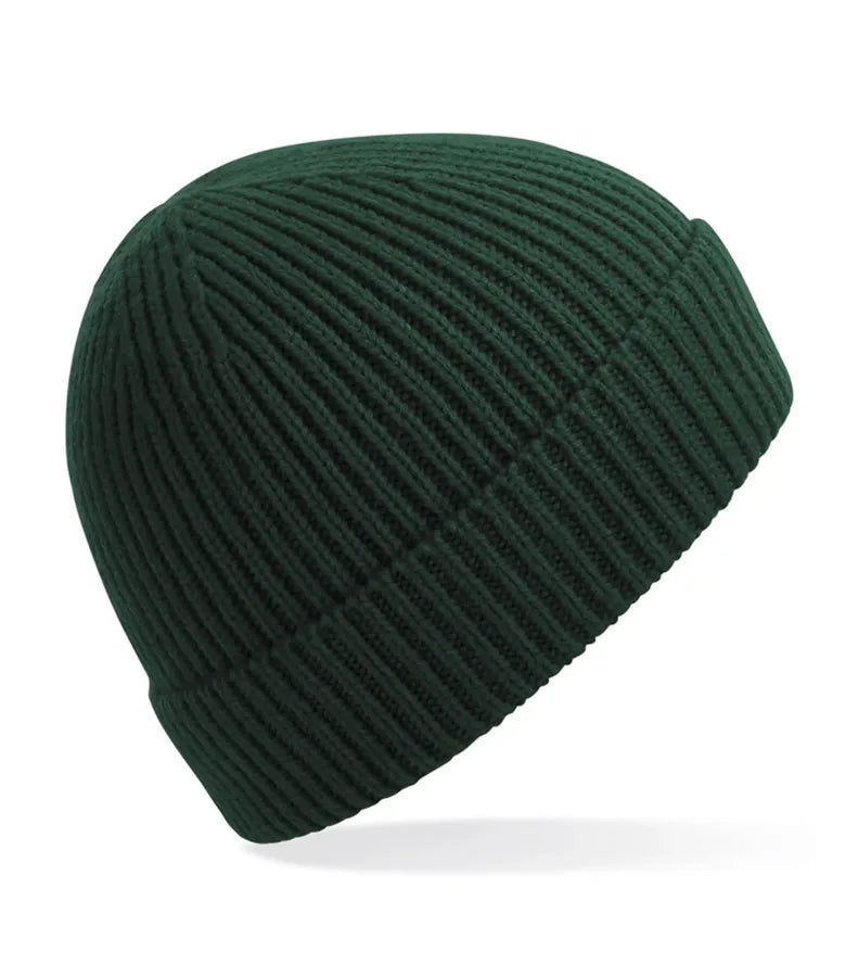 Engineered Knit Ribbed Beanie BottleGreen