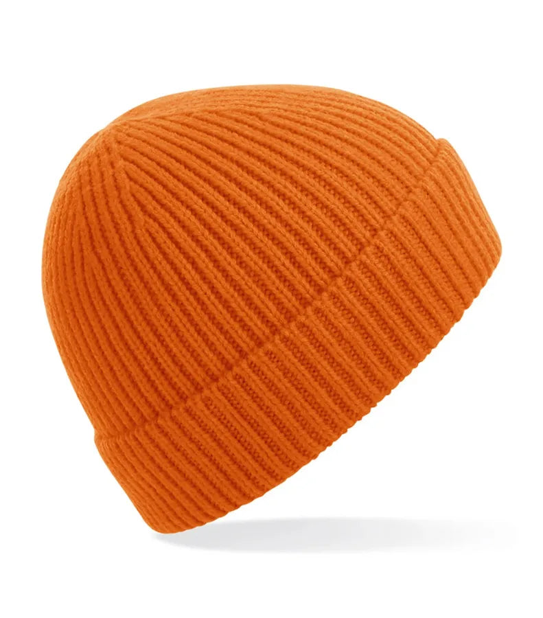 Engineered Knit Ribbed Beanie Orange
