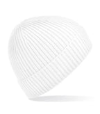Engineered Knit Ribbed Beanie White