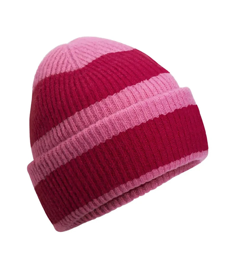 Colour Block Beanie TruePink/ClassicRed