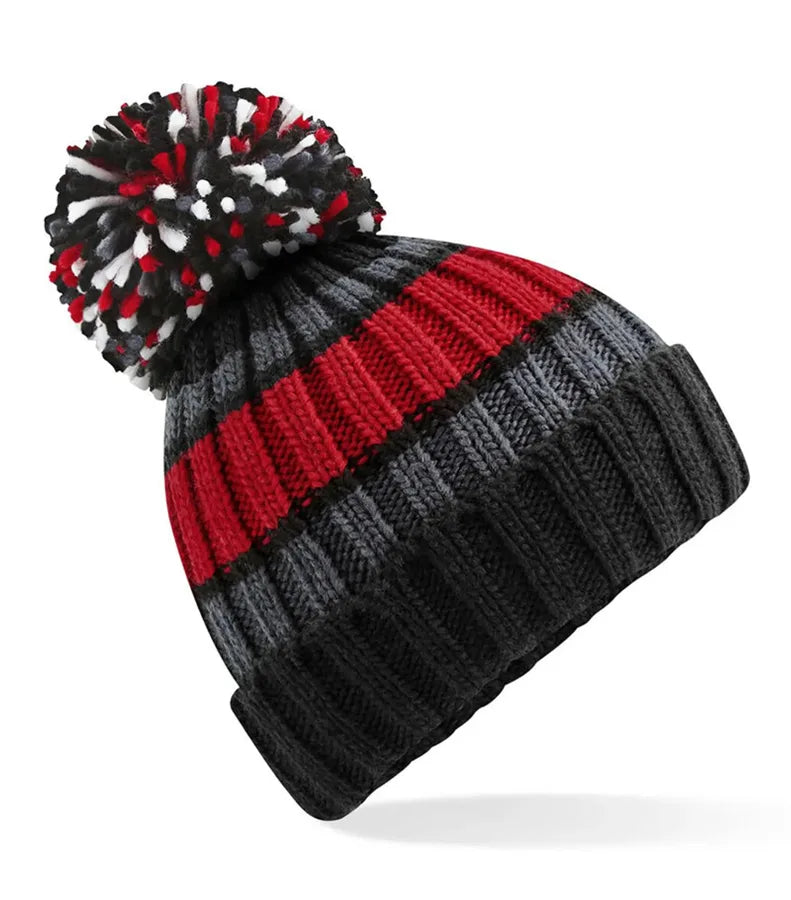 Hygge Striped Beanie BlackCherry