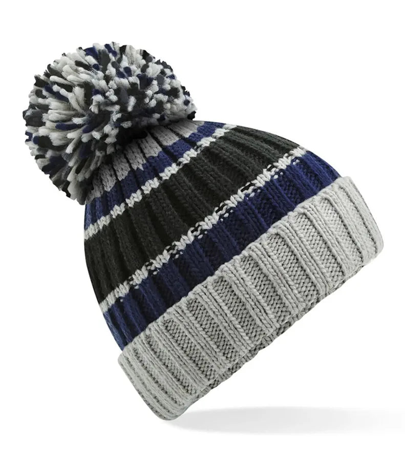 Hygge Striped Beanie BlueSteel