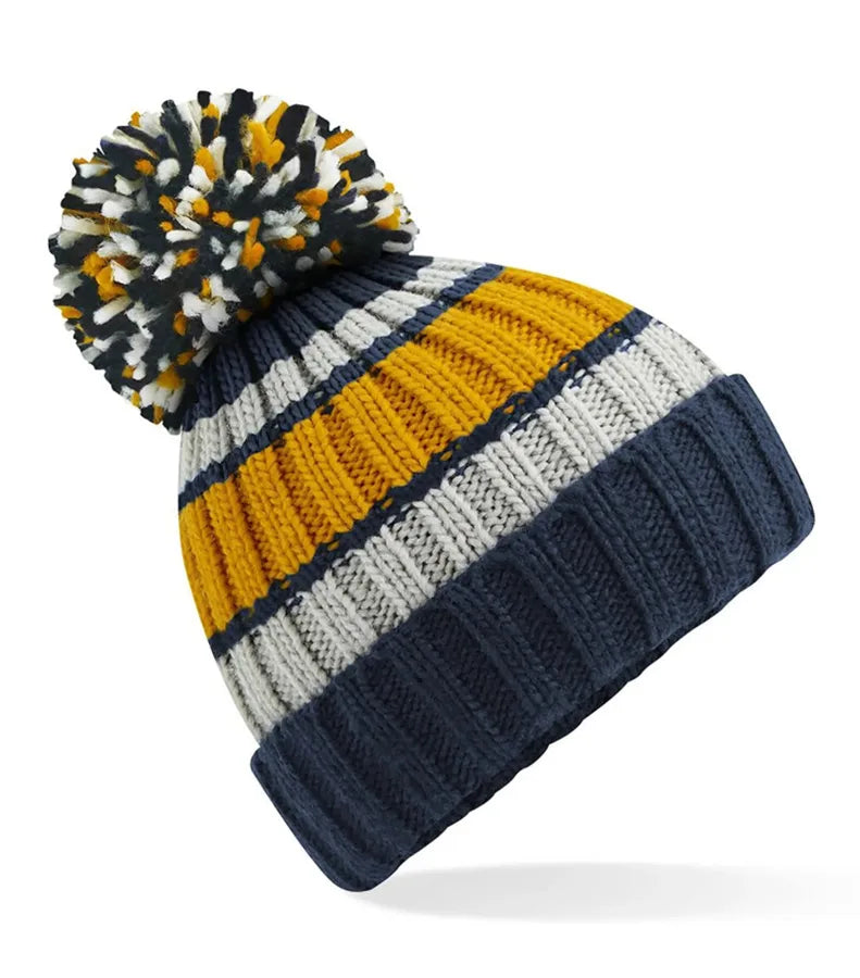 Hygge Striped Beanie DijonBlue