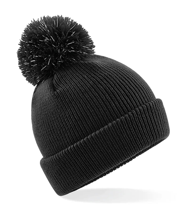 Junior Reflective Bobble Beanie Black