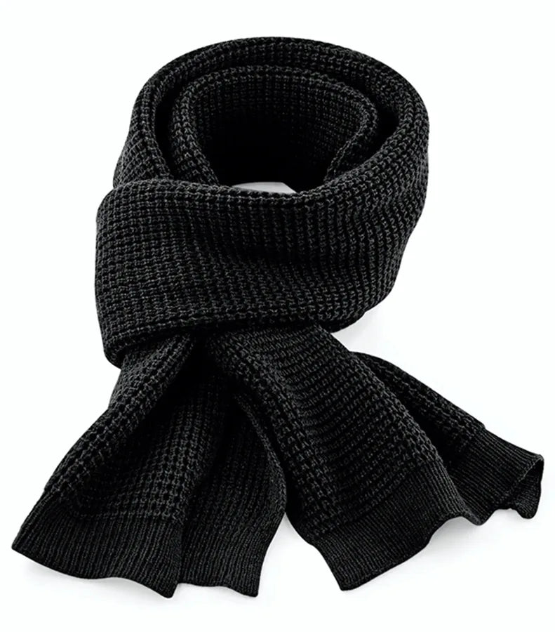 Classic Waffle Knit Scarf Black