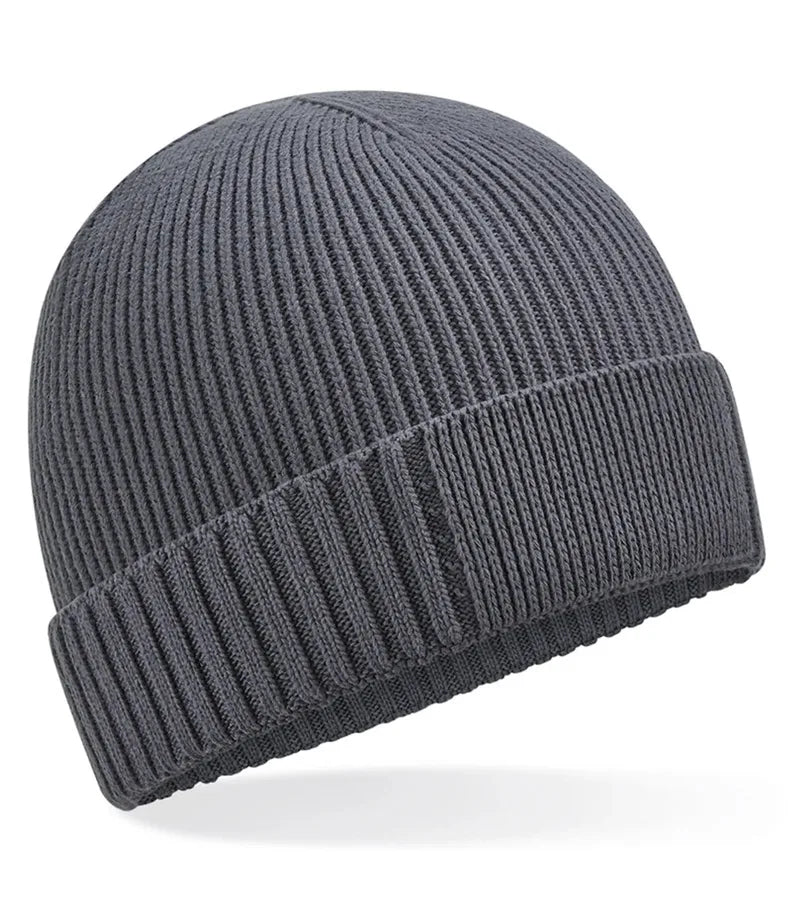 Organic Cotton Engineered Patch Beanie GraphiteGrey