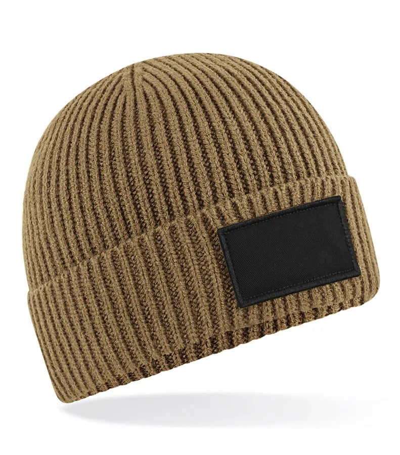 Fashion Patch Beanie Biscuit/Black