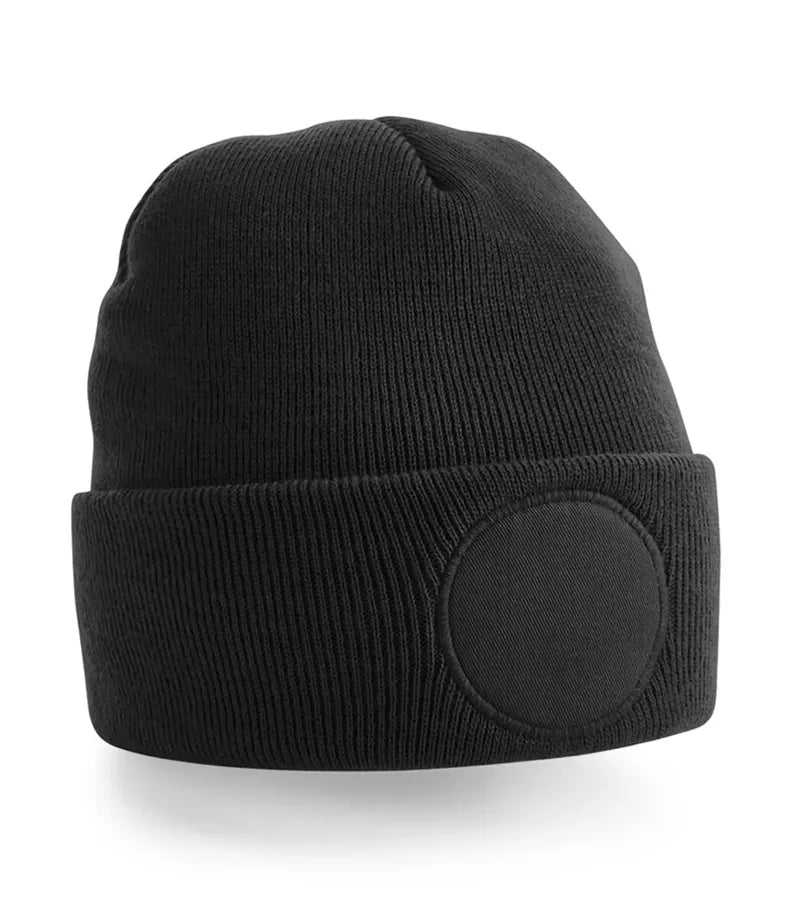 Circular Patch Beanie Black