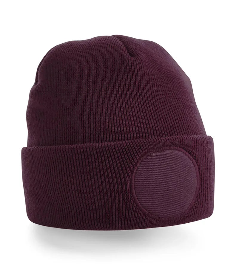 Circular Patch Beanie Burgundy