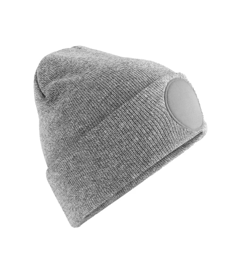 Circular Patch Beanie HeatherGrey