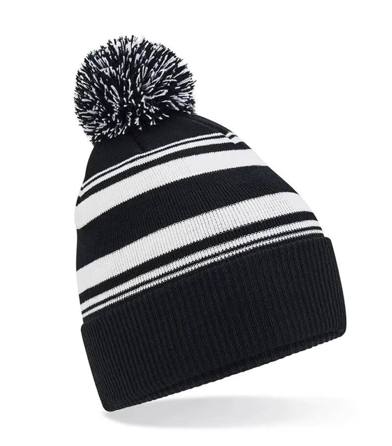Striped Fan Beanie Black/White