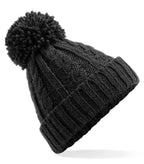 Cable Knit Melange Beanie Black