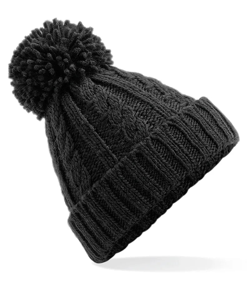 Cable Knit Melange Beanie Black