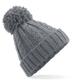 Cable Knit Melange Beanie LightGrey