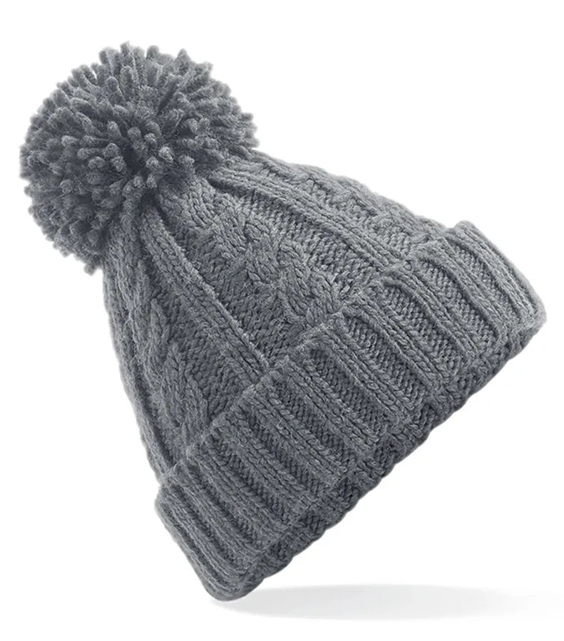 Cable Knit Melange Beanie LightGrey