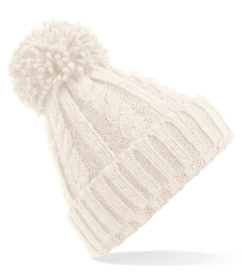 Cable Knit Melange Beanie Oatmeal