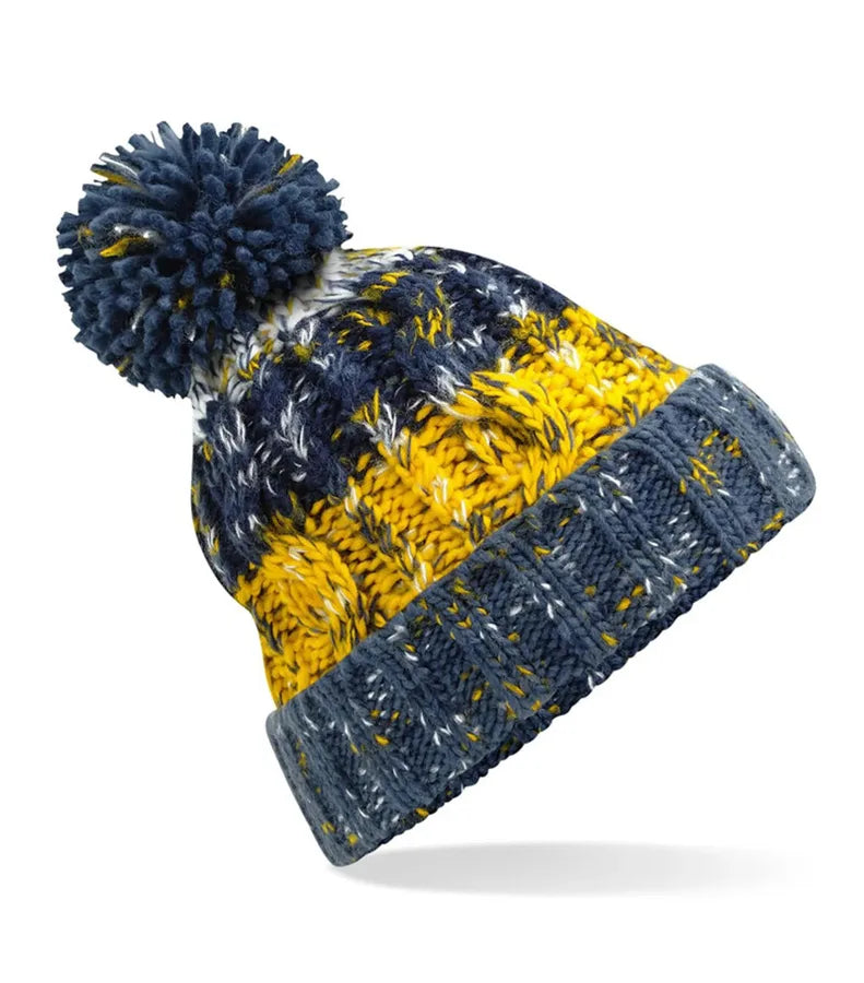 Corkscrew Pom Pom Beanie MorningFrostBlack