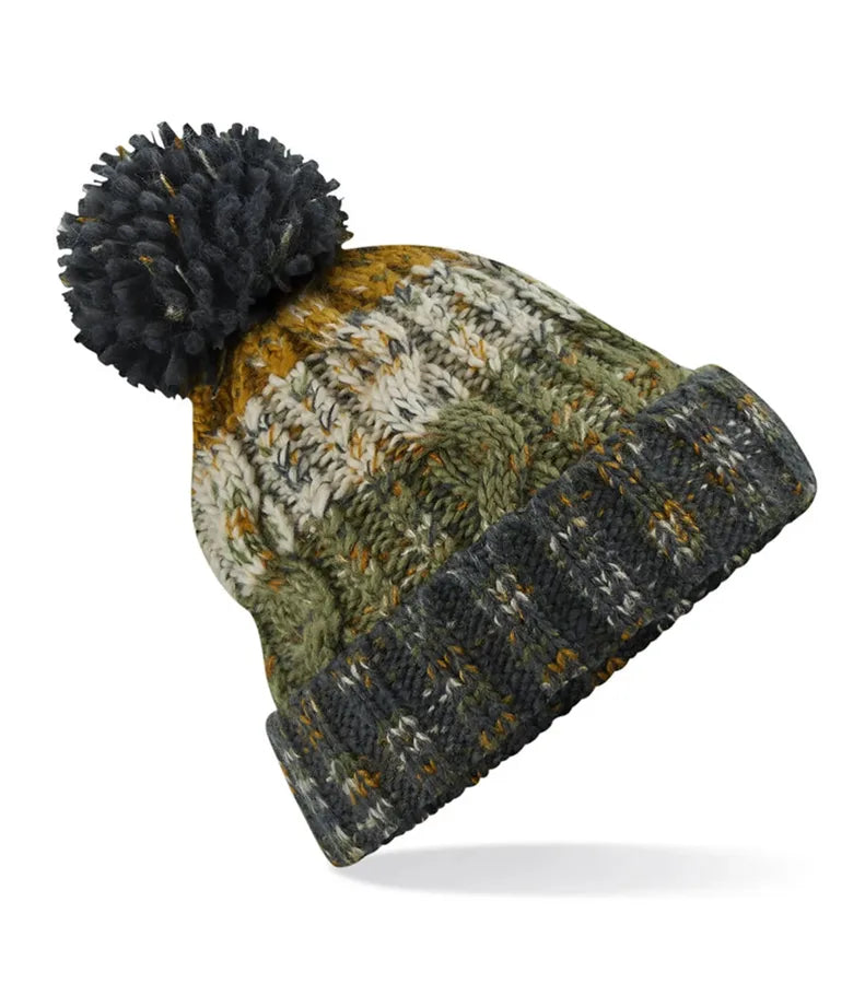 Corkscrew Pom Pom Beanie AutumnMoss