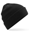 Organic Cotton Waffle Beanie Black