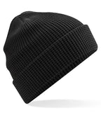 Organic Cotton Waffle Beanie Black