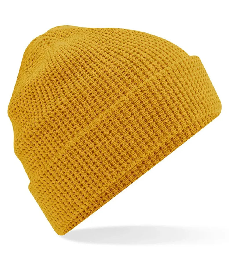 Organic Cotton Waffle Beanie Mustard