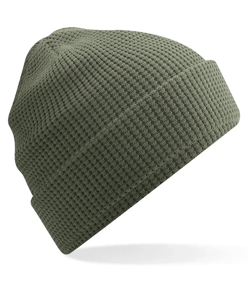 Organic Cotton Waffle Beanie OliveGreen