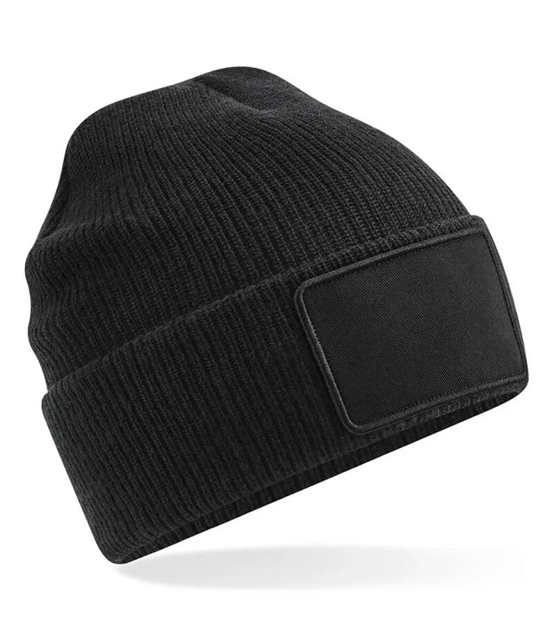 Removable Patch Thinsulate Beanie Black