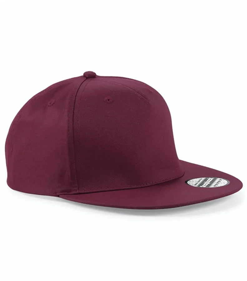 5 Panel Snapback Rapper Cap Burgundy