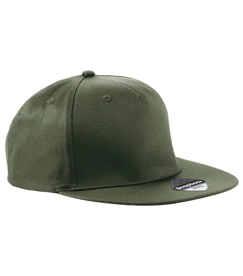 5 Panel Snapback Rapper Cap OliveGreen