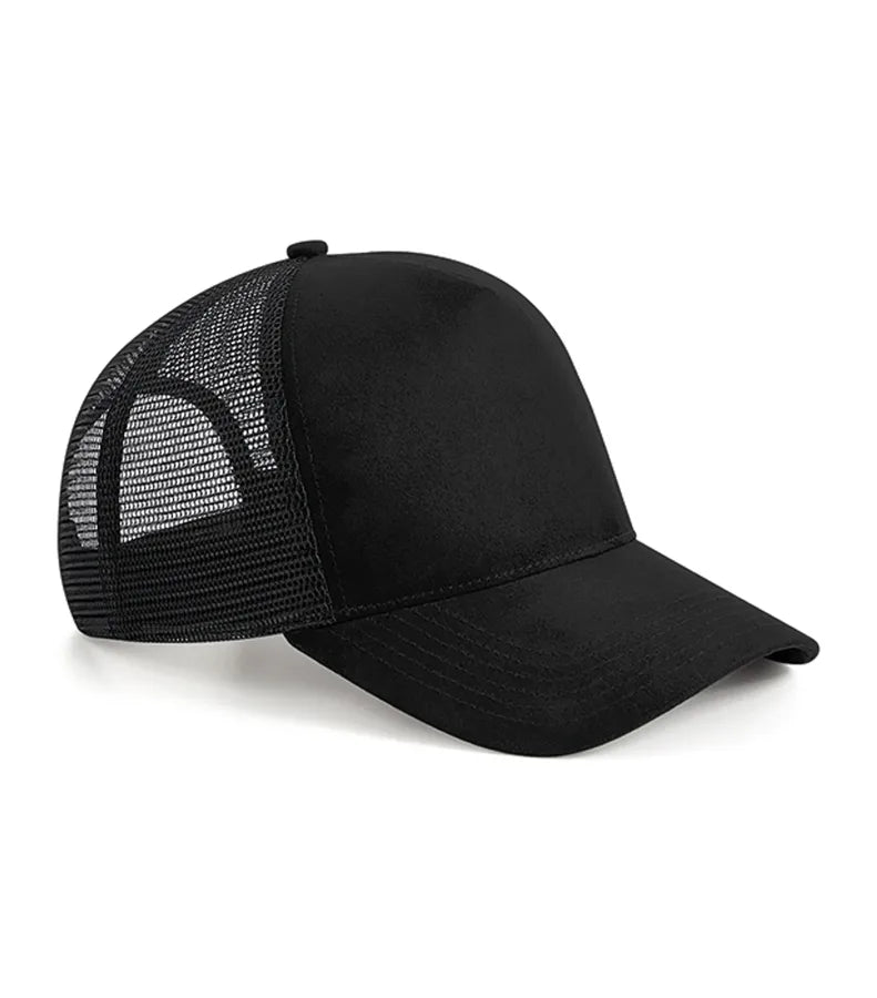 Suede Snapback Trucker Black