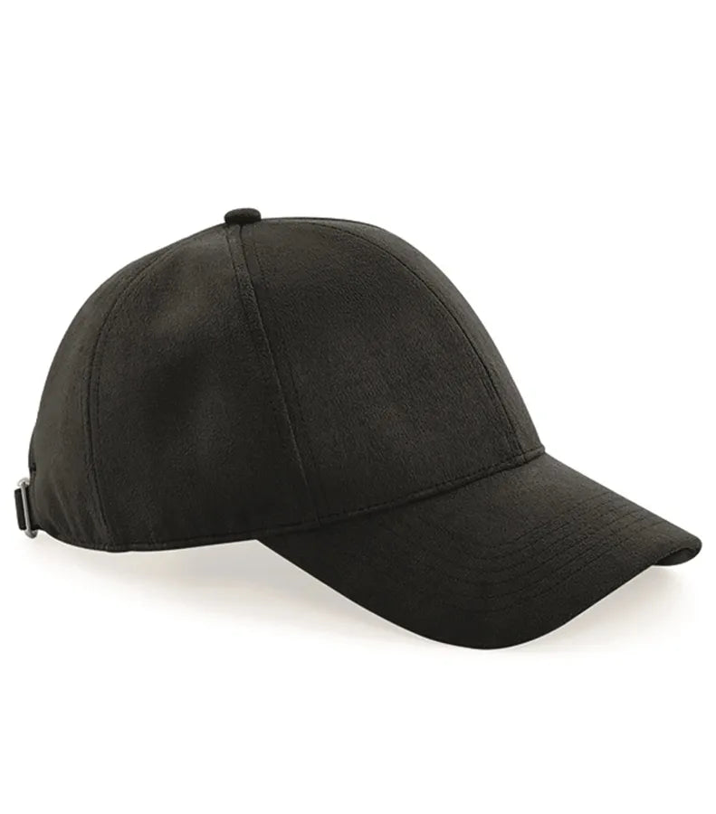 Faux Suede 6 Panel Cap Black