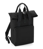 Recycled Twin Handle Roll-Top Backpack Black