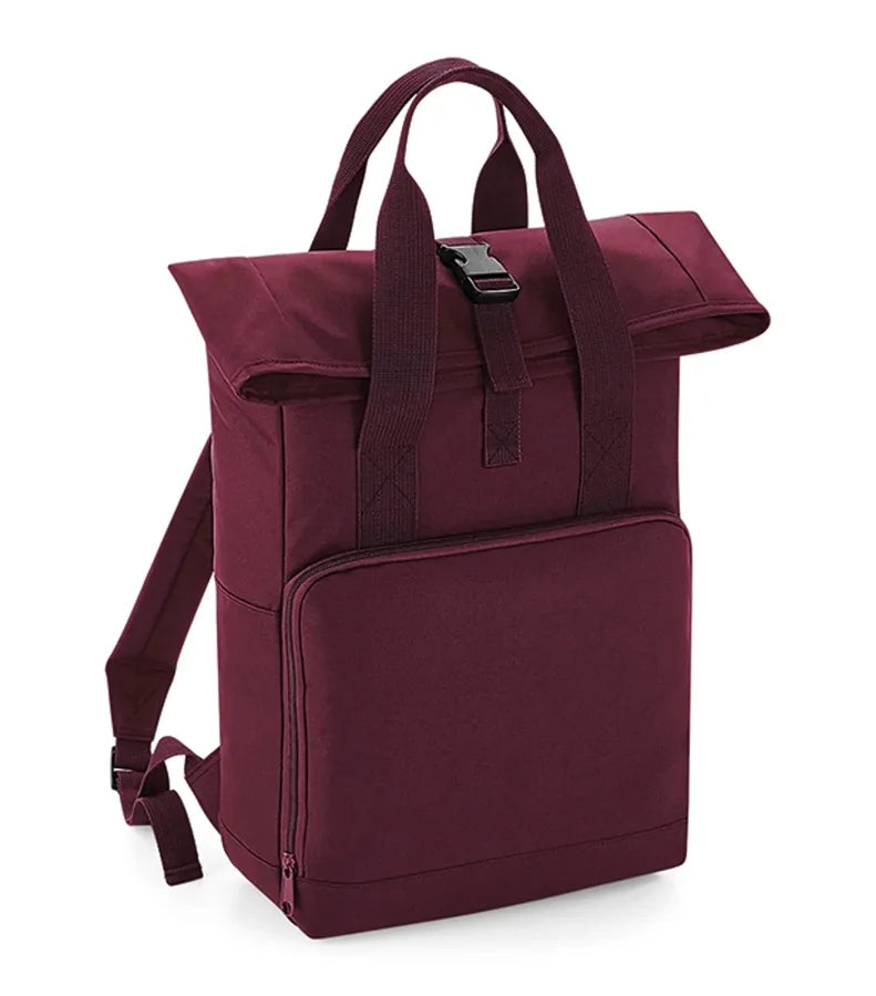 Recycled Twin Handle Roll-Top Backpack Burgundy