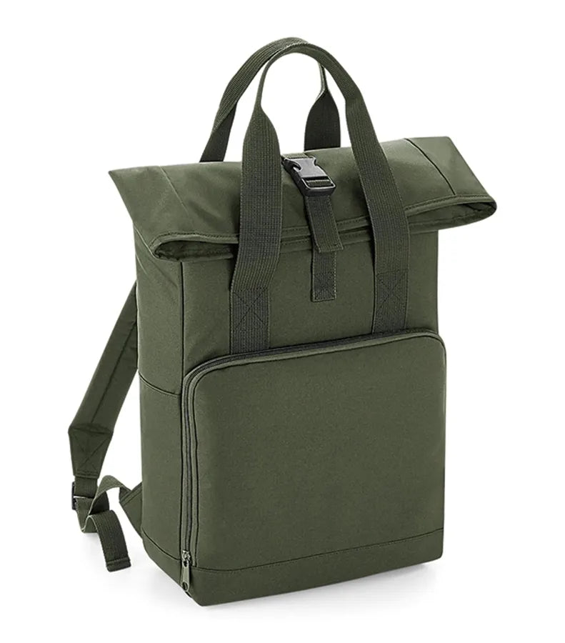 Recycled Twin Handle Roll-Top Backpack OliveGreen
